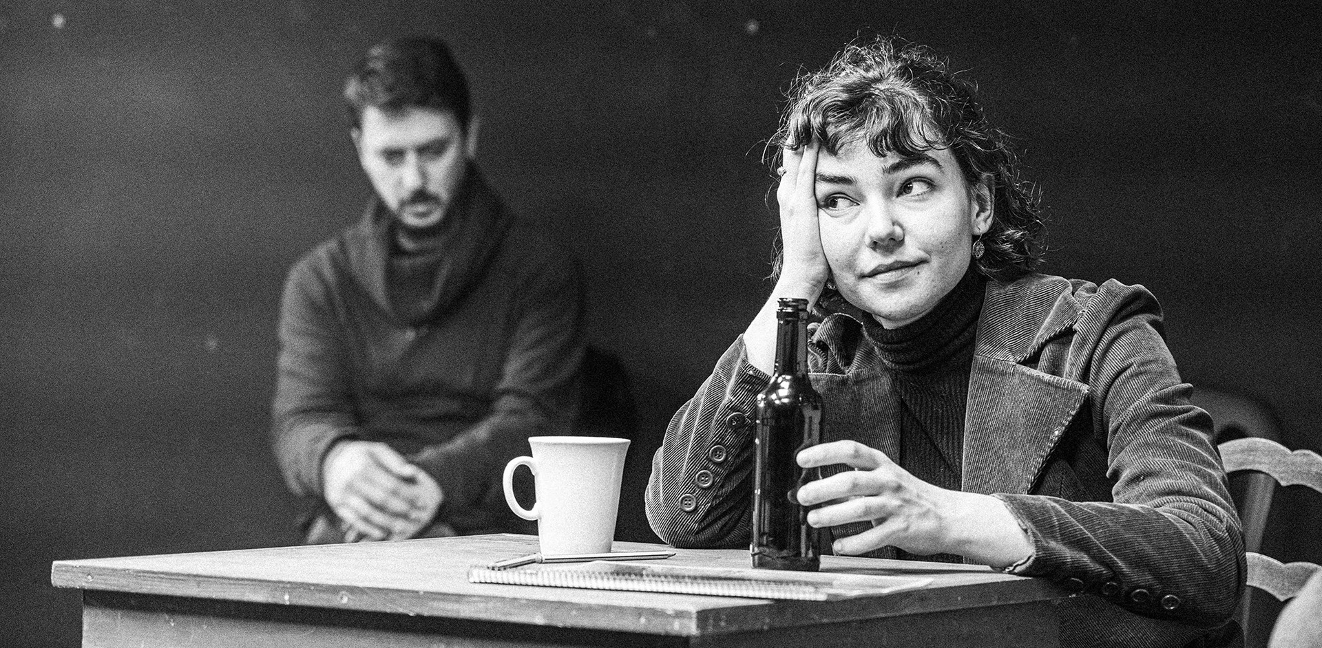 Clara Mir, amb Jordi Llovet en un assaig. (Foto: Alex Rademakers)